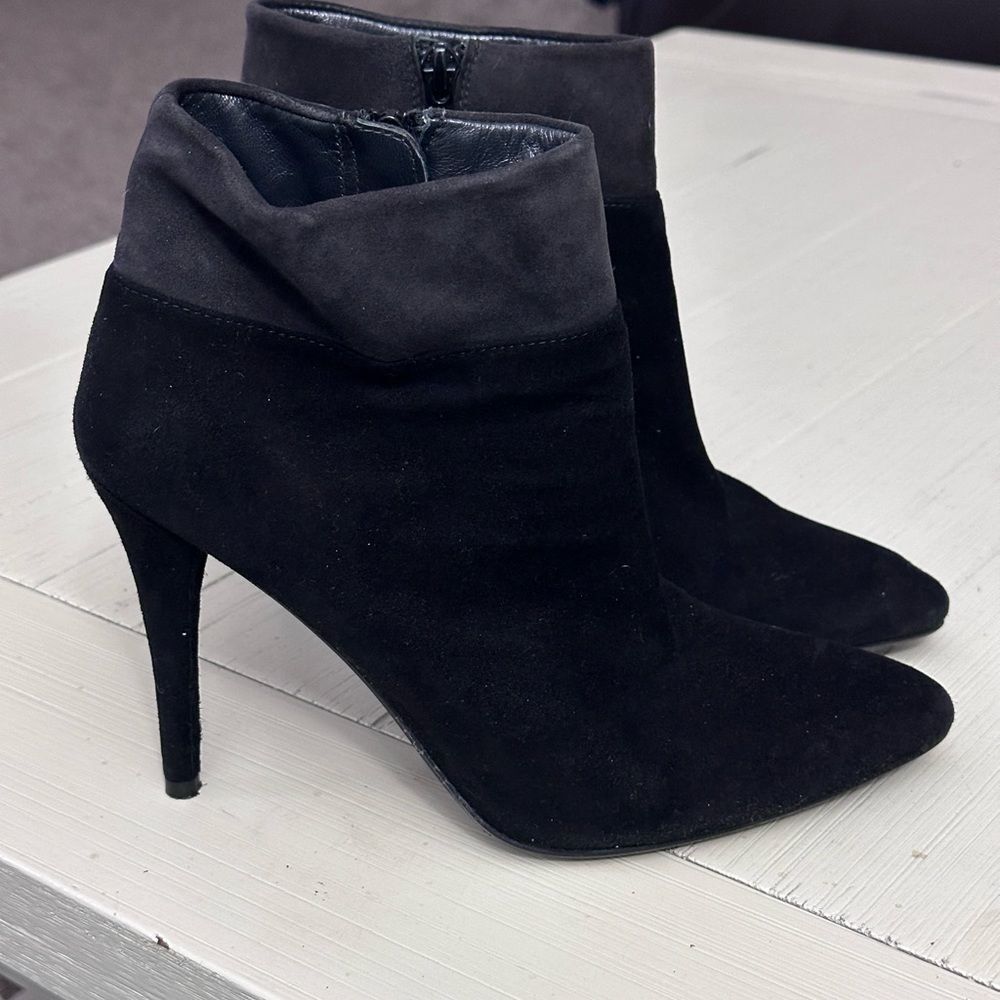 Stuart Weitzman Two Toned Black Suede High Heeled Booties Size 7